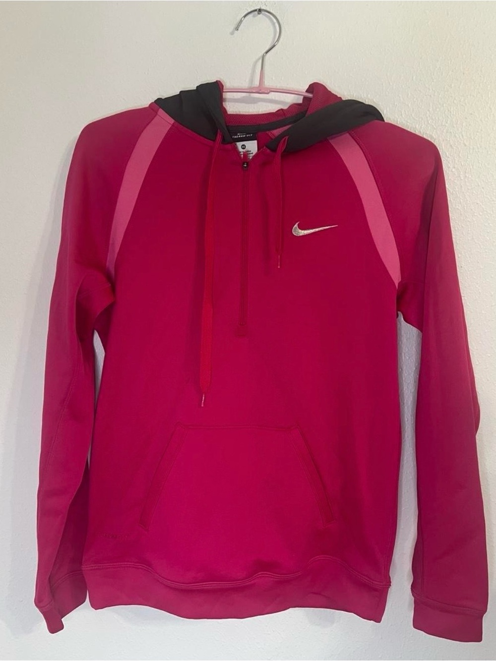 Nike Women's Hot Pink & Light Pink Hooded Pullover Sweatshirt